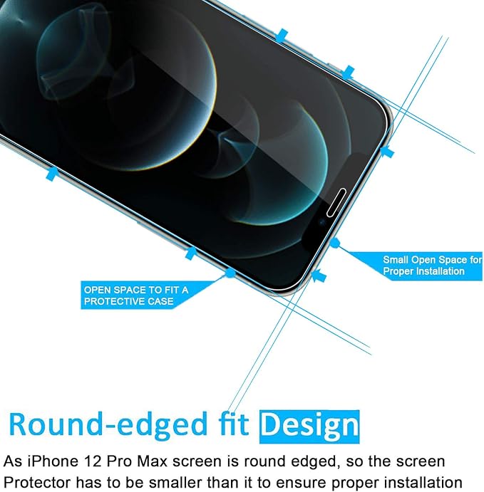 NEW'C 3 Pack Designed for iPhone 12 Pro Max Screen Protector, Enhanced Tempered - Image 3