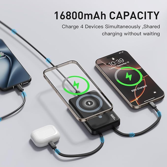 2025 Latest Magnetic Wireless Power Bank, 16800mAh Portable Charger - Image 2