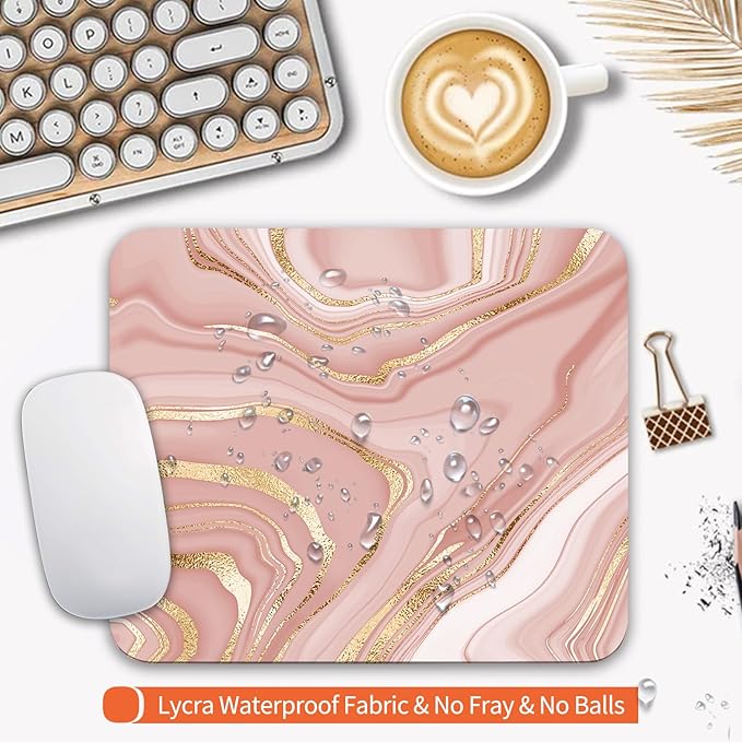 Square Mouse Pad Pink Gold, Personalized Premium-Textured Custom Mouse Mat - Image 3