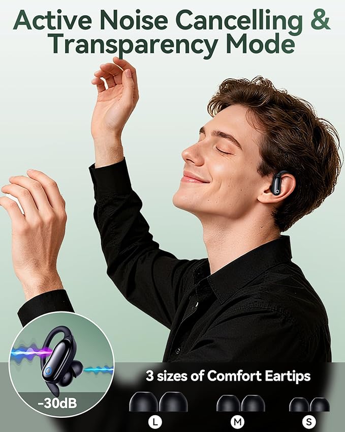GNMN Active Noise Cancelling Ear Buds Wireless Earbuds 96hrs Playback Bluetooth - Image 2
