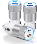 3-Pack Car Charger, Ancekoy 38W Dual Port Fast Charge PD & QC 3.0 Car Adapter by Ancekoy