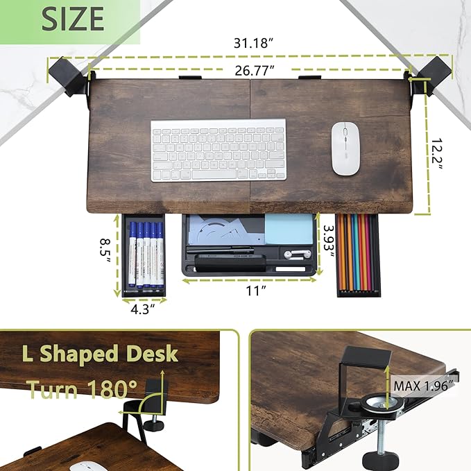 ETHU Keyboard Tray Under Desk, Ergonomic Corner Keyboard Tray - Image 3