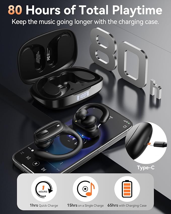 LEEMC Wireless Earbuds, 80Hr Playtime Ear Buds - Image 4