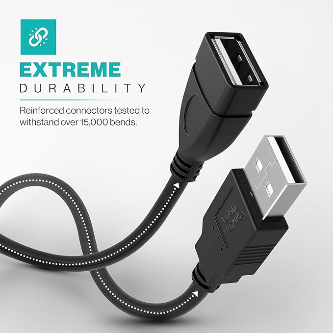 5FT USB Extender Cable Male to Female USB A Male to USB A Female 2.0 Data - Image 3