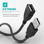 3FT Male to Female Extension Cable USB A Male to USB A Female Data Transfer and - Image 3