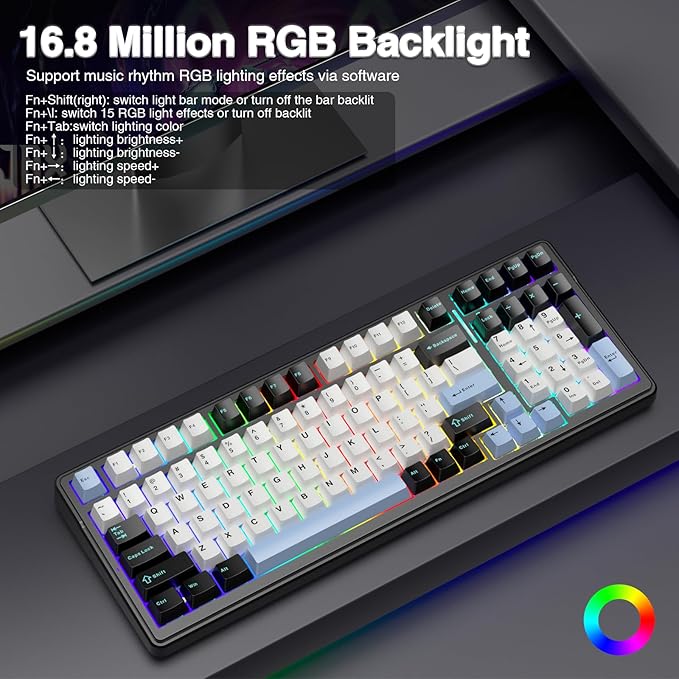 AULA F99 Wireless Mechanical Keyboard, Tri-Mode BT5.0/2.4GHz/USB-C Hot - Image 6