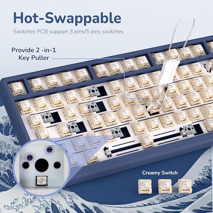 RK ROYAL KLUDGE M75 Wireless Mechanical Keyboard w/Screen and Volume Knob - Image 6