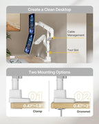 monTEK Dual Monitor Arm for up to 57" and 59.4 lbs Ultrawide Screen, Aluminum - Image 6