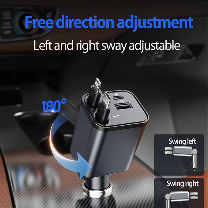 Mini Retractable Car Charger, 87W Car Accessories Adapter - Image 6