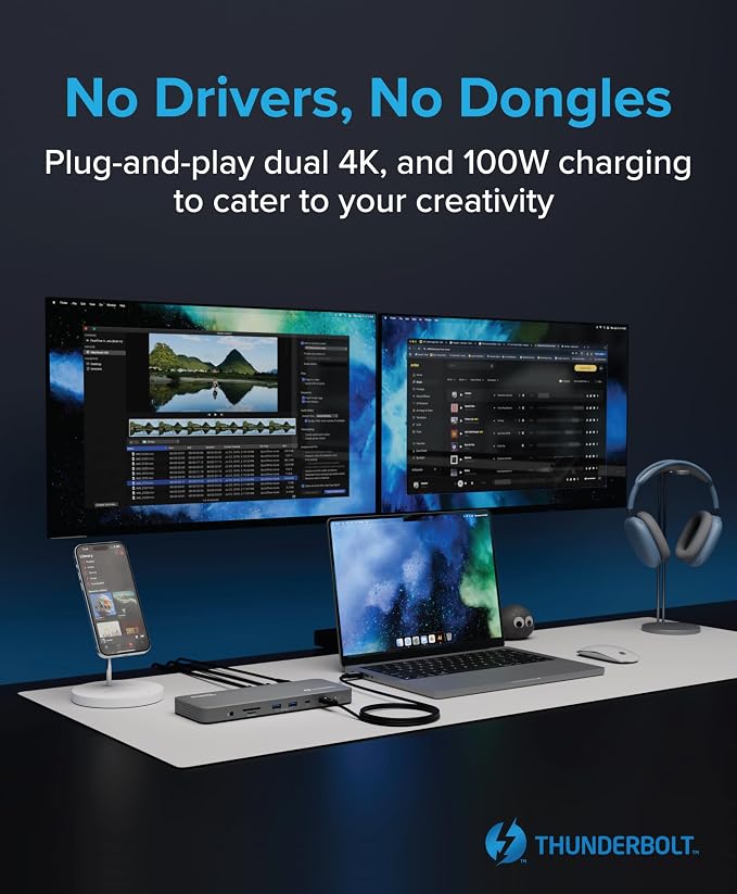 Plugable Thunderbolt 4 Dock for M4 MacBook Air & Pro: 100W Charging Driverless - Image 3
