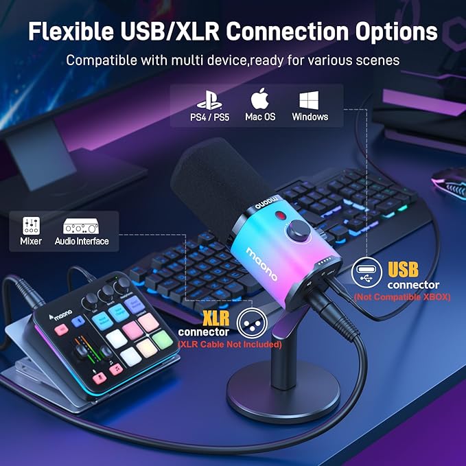 MAONO Dynamic Gaming Microphone: USB/XLR Streaming Mic - Image 6