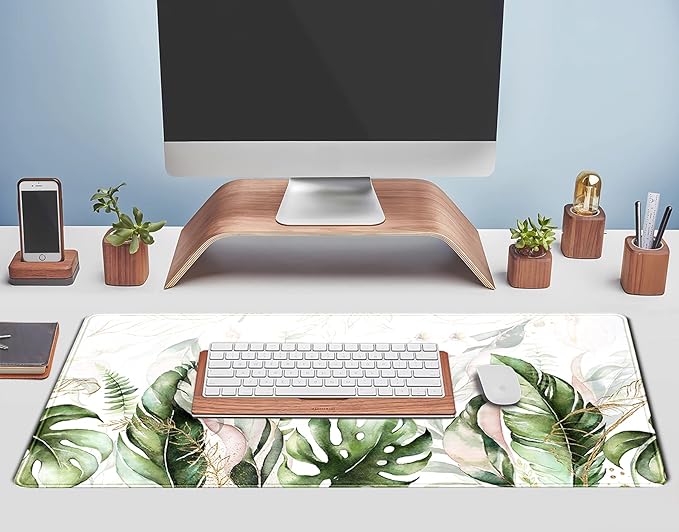 Green Tropical Leaves Desk Mat XL Large Gaming Mouse Pad Green Sage Plant - Image 5