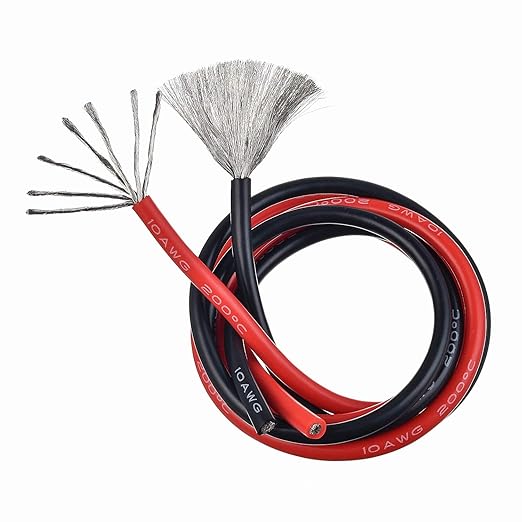 BOJACK 10 Gauge Silicone Wire 10 feet red and 10 feet Black Flexible 10 AWG by BOJACK