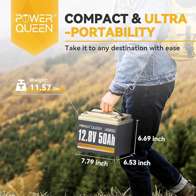Power Queen 12V 50Ah LiFePO4 Battery - Image 2