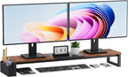 Dual Monitor Stand Riser, 41.5'' Extra Long Wood Monitor Stand Desktop Organizer by Unknown