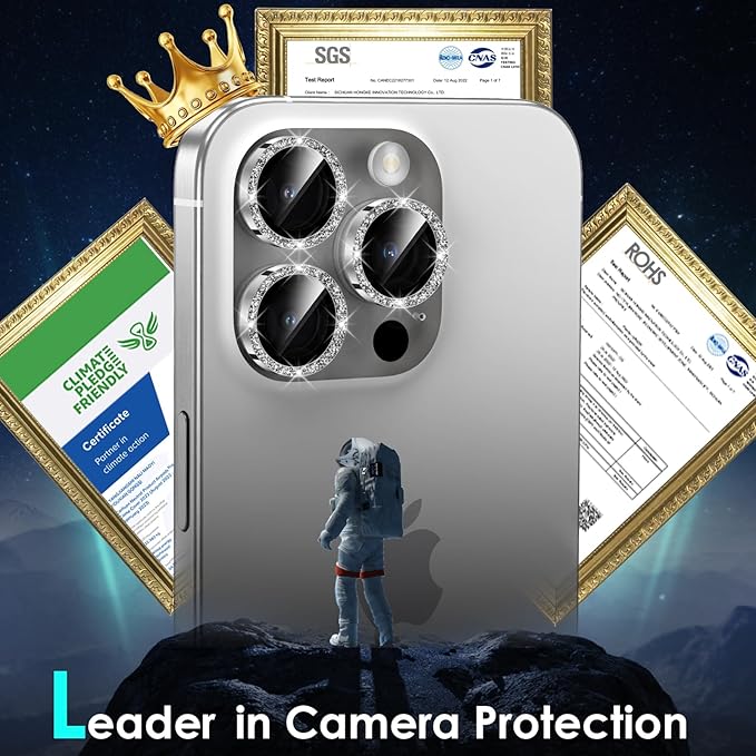 YWXTW Designed for iPhone 15 Pro/iPhone 15 Pro Max Camera Lens Protector Bling - Image 2
