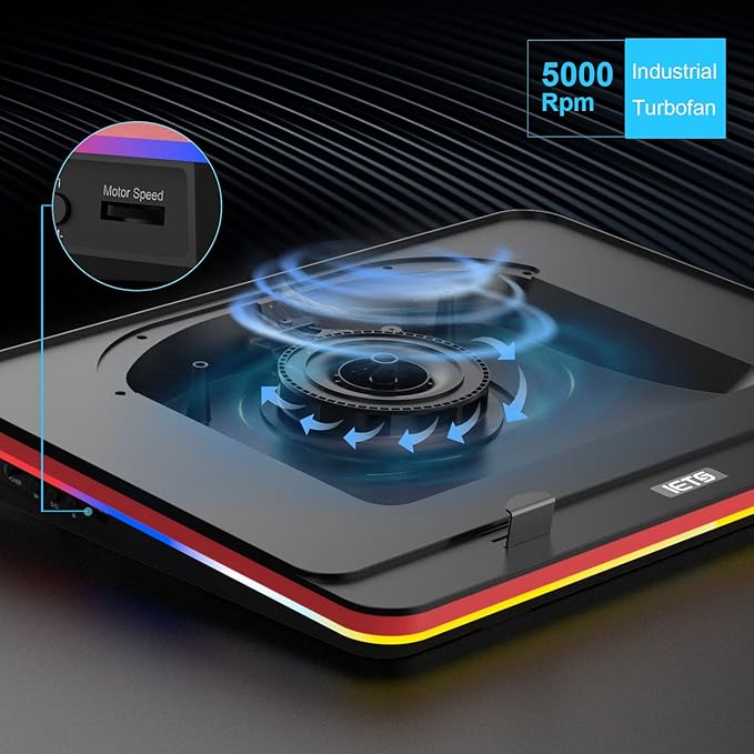 IETS GT500 Powerful Turbo-Fan RGB Laptop Cooling Pad - Image 2