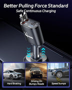 DreamBee Retractable Car Charger, 66W 4 in 1 Super Fast Charge Car Phone Charger - Image 6