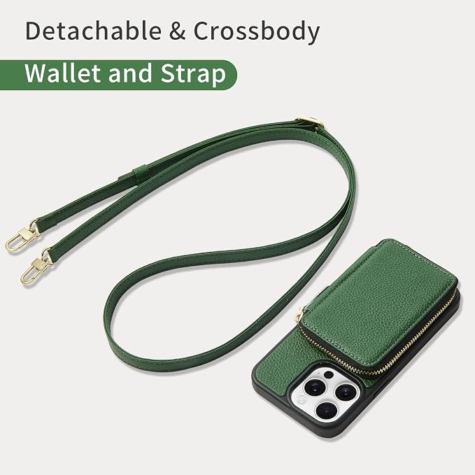 ZVE for iPhone 15 Pro Crossbody Wallet Case, Card Holder Phone Purse for Women - Image 5