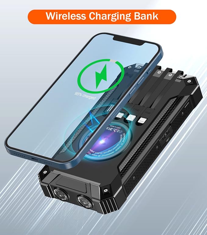 GOODaaa Power Bank Wireless Charger 36000mAh Built in 4 Cables Six Outputs 15W - Image 4
