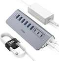 Powered USB Hub 10Gbps, intpw YH6AC 9-Port USB HUB by intpw