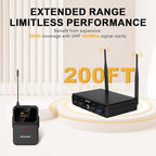 4-Channel Wireless Microphone System, UHF Compact Cordless Mic Set w/ 4x10 - Image 3