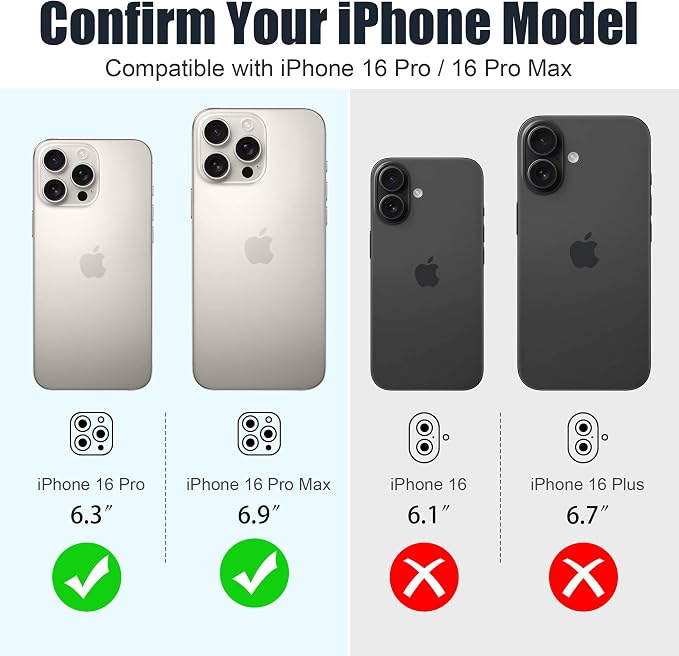 AGVEE 3+3 6 Pack for iPhone 16 Pro 6.3" / 16 Pro Max 6.9" Camera Lens Cover - Image 2