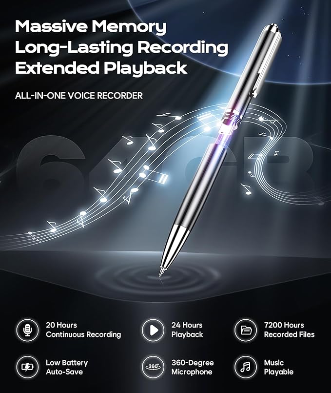 64GB Voice Recorder w/Type-C, Voice Activated Recorder - Image 2
