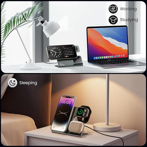3 in 1 Aluminum Alloy Magnetic Wireless Charging Station Compatible - Image 2