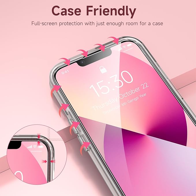 Fotbor for iPhone 16e/13/13 Pro/14 Screen Protector Glass, 9H Tempered Glass - Image 7