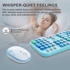 Wireless Keyboard and Mouse Set, 104 Round Keys Full-Size Cute Colorful - Image 6