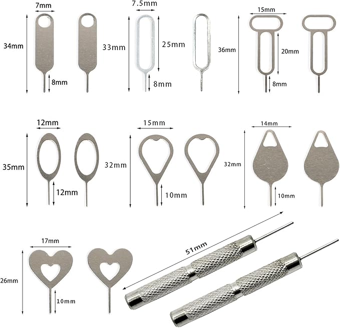SIM Card Tool Kit with Eject Pins 16 Pcs Tray Openers Needle Ejector - Image 3