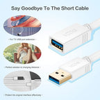 VCZHS Tech USB Extension Cable White 15ft, USB 3.0 Extender - Image 5