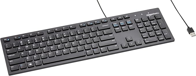 Amazon Basics Wired QWERTY Keyboard, Works by AmazonBasics
