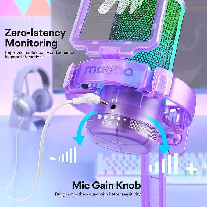 MAONO Gaming Microphone with Noise Cancellation, PC USB Condenser Mic - Image 5