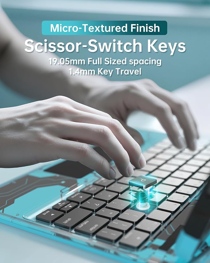 Intermerge for iPad 9th 10.2 inch Keyboard Case, 360° Transparent Multi-Touch - Image 4