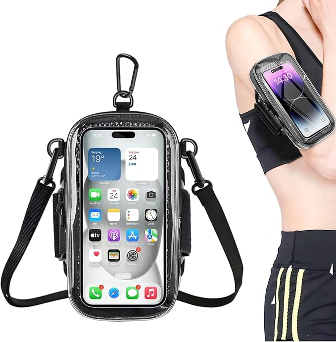Phone Holder for Running, 2-in-1 Arm Band Cross Bag for iPhone16 15 14 13 Plus by NITMTYOU