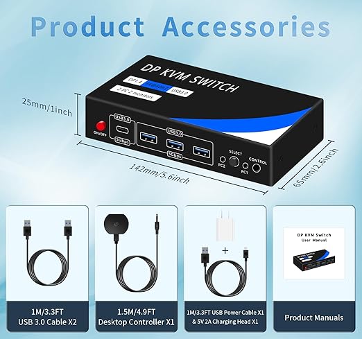 Dual Monitor Kvm Switch 2 Monitors 2 Computers HDMI 4k@60HZ, USB3.0. kvm - Image 6