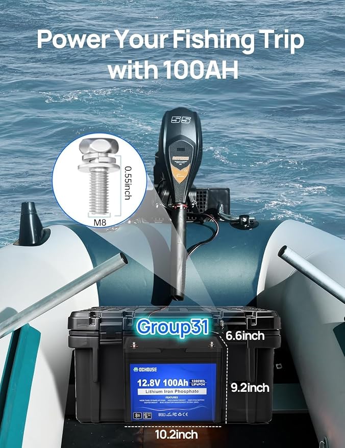 DC HOUSE 12V 100Ah LiFePO4 Lithium Battery, Group 31 Lithium Battery, 100A BMS - Image 6