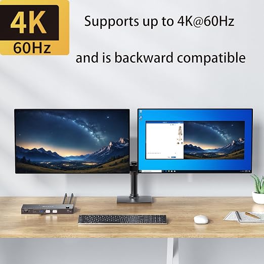 USB C HDMI DP KVM Switch for 1 Desktop+1 Laptop, Dual Monitor KVM Switch - Image 8