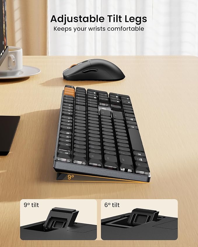 ProtoArc Mechanical Keyboard and Mouse, KM310 Wireless Rechargeable Aluminum - Image 4