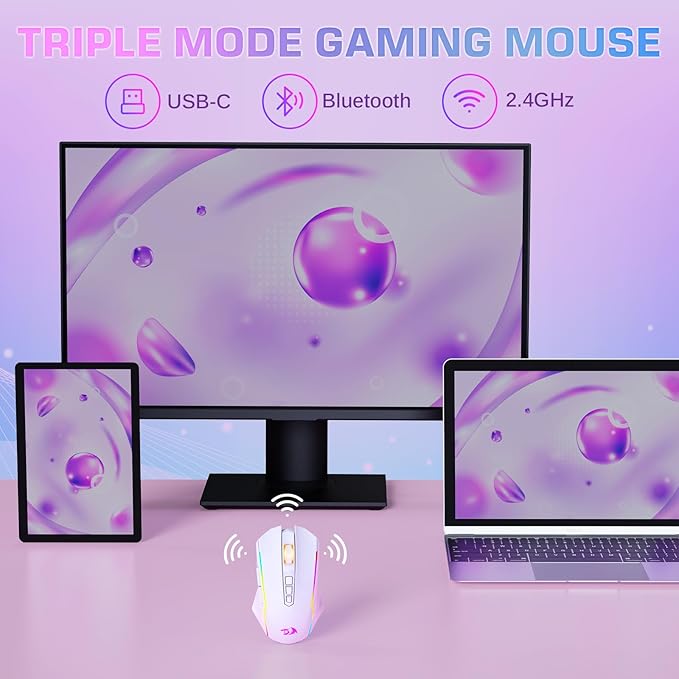 Redragon Wireless Gaming Mouse, Tri-Mode 2.4G/USB-C/Bluetooth Mouse Gaming - Image 5