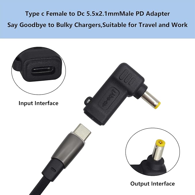 90W PD USB C to DC5525 Power Converter Type to DC 5525 Laptop Charging Adapter - Image 5