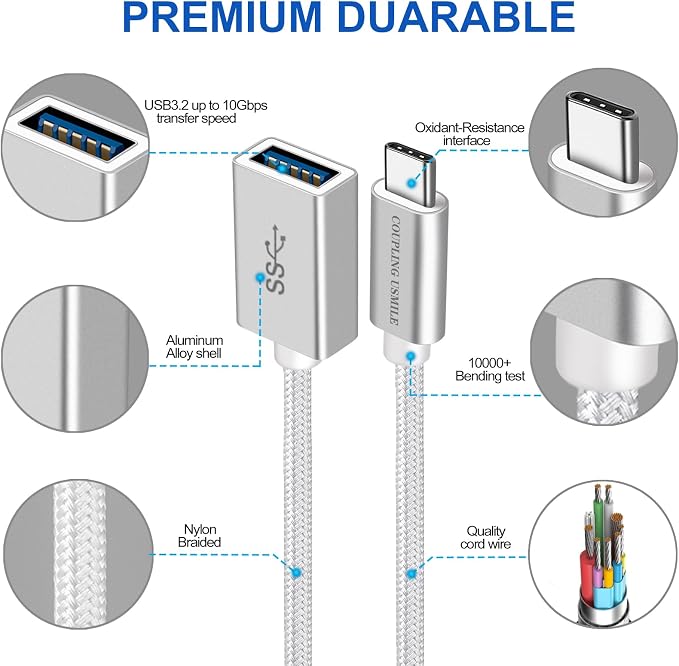 USB C to USB 3.2 Adapter, Transfer up to 10Gbps, Type C to USB(Male-Female OTG - Image 2
