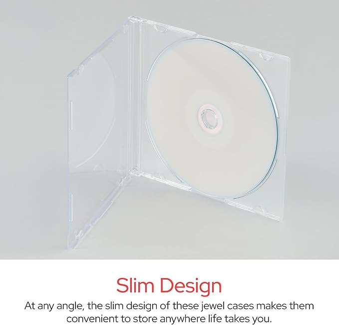 Verbatim CD DVD Blu-Ray Clear Slim Jewel Cases, 5.2 mm – 25 Pack - Image 3