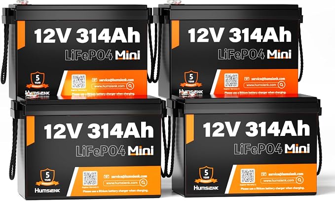 12V 314Ah LiFePO4 Lithium Battery Max. 4019Wh Energy, 15000+ Deep Cycles by HumsiENK