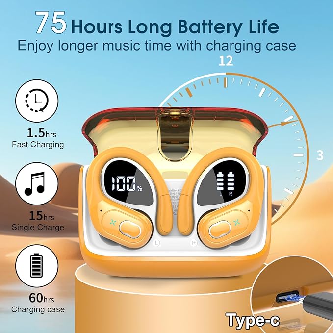 Wireless Earbuds 75hrs Bluetooth 5.4 Headphone Sport, 2026 Bluetooth Earbuds - Image 2