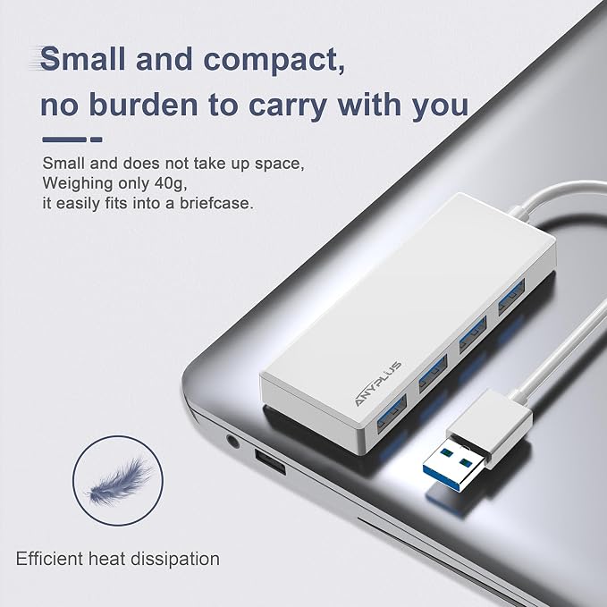 USB 3.0 Hub, Portable Slim USB Hub Adapter, 0.8 ft Multiple USB Splitter - Image 8