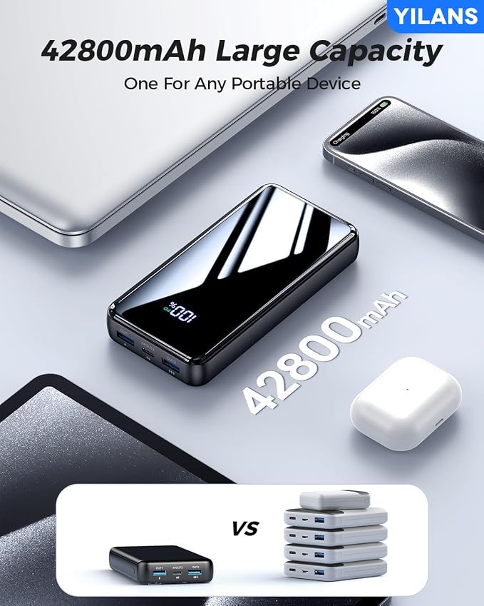 Portable Charger, 42800mAh Power Bank Built-in Cable, 22.5W PD USB C in & Out - Image 5