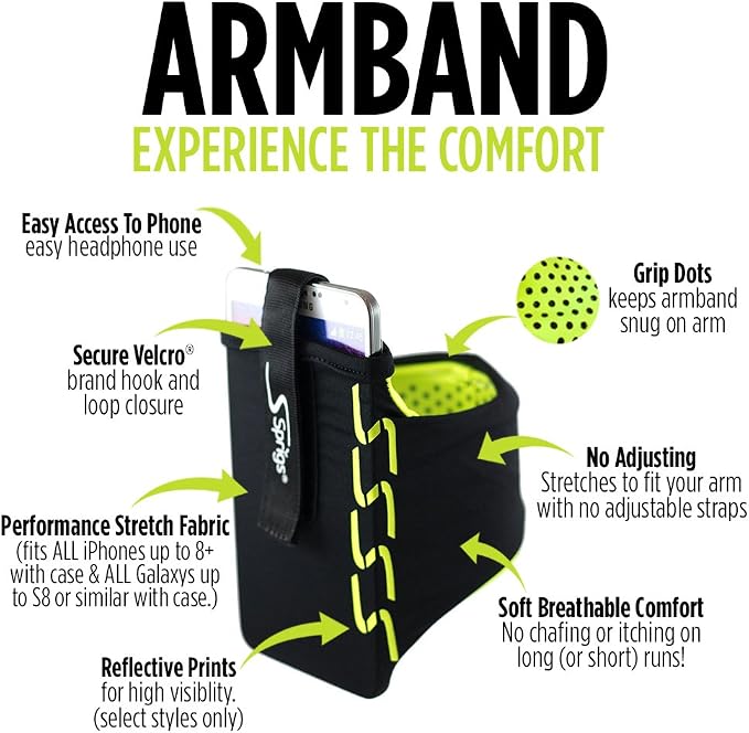 Sprigs Phone Armband Sleeve for iPhone 14, X Galaxy Z, S20 Google Pixel 7 - Image 2